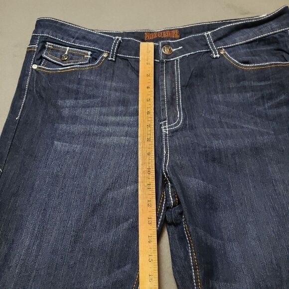 Free Culture Gemstone bling embroidered Size 22 Dark Wash Jeans flap pocket - Picture 9 of 11